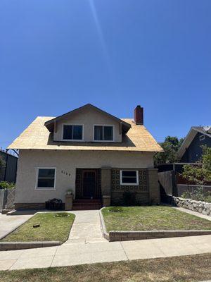 (1/3) shingles, underlayment and flashings all removed. Ready for a whole new roof.