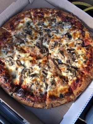 Sausage mushroom pizza.