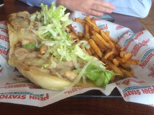 10inch chicken teriyaki with lettuce and small fry. My go to at Penn Station.