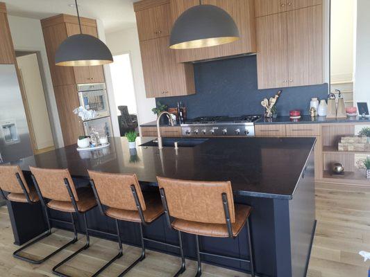 Black Mist Granite Countertops and Up the Wall Backsplash for a new build