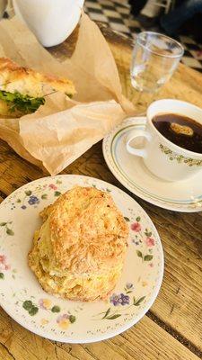 Drip Coffee Biscuit Of the Day  Tomato Jam Gruyere & Arugula on Focaccia