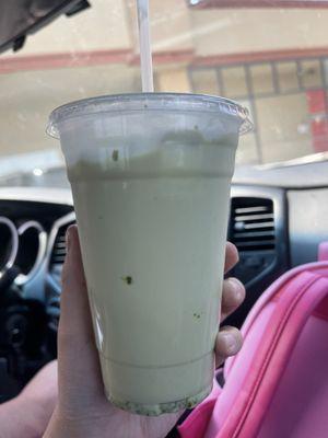 Lavender iced matcha with oatmilk :)