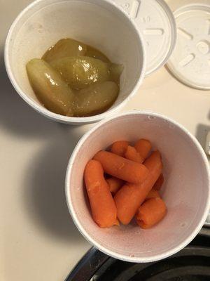 Take out portion size carrots and baked apples