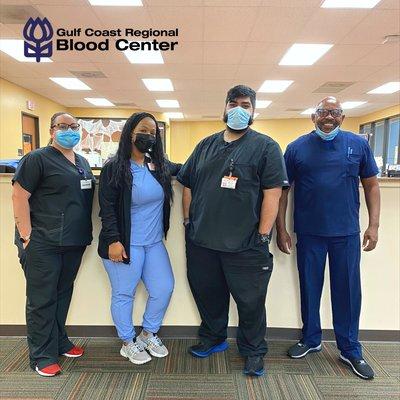 Staff at the Clear Lake neighborhood donor center!