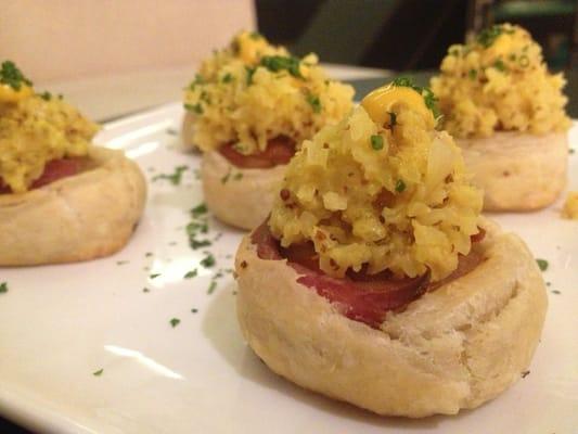 Pigs in a blanket with mustard-kraut ($14)