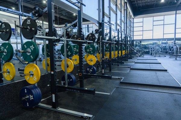 Multiple weightlifting platforms mean you don't have to wait to get in a workout!