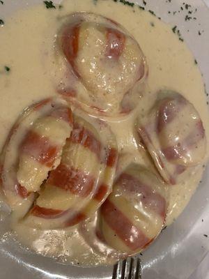 Lobster ravioli in amaretto cream sauce