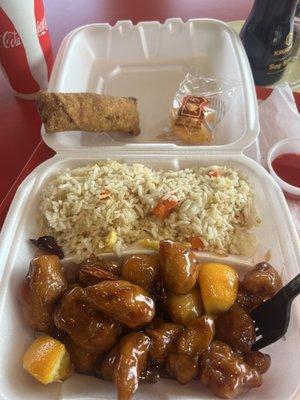 Orange chicken lunch meal $13