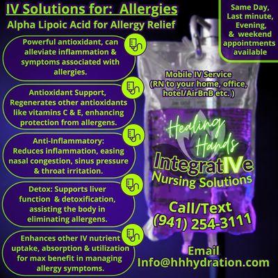 One of the many applications of ALA infusions: Easing seasonal Allergies/Upper respiratory symptoms