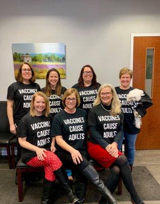 This is a real, non-photoshopped picture of some brave ladies willing to take flack for the sake of health and science.