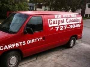 The Big Red Van Carpet Cleaning van itself.