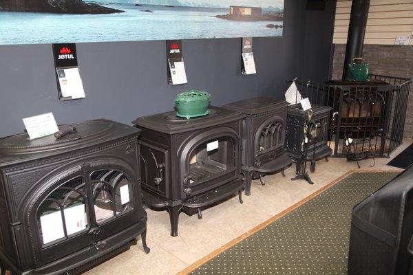 Wood stove display.