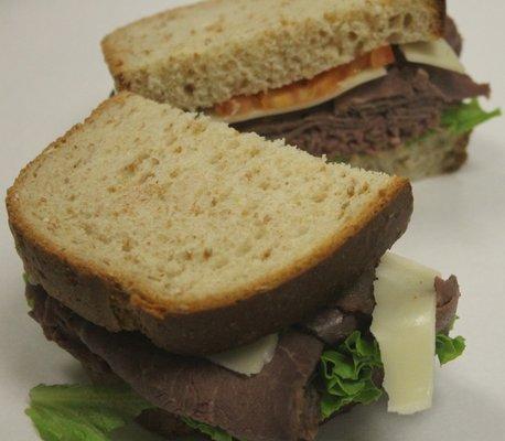 Roast Beef with Swiss on Wheat Bread