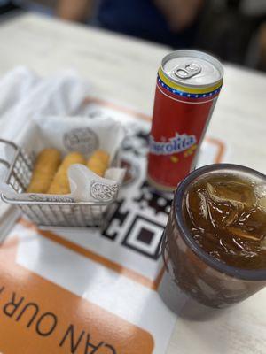 6 Piece Tequenos, Frescolita, nestea (from left to right)