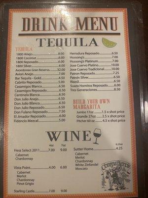 Great drink menu-- many tequila choices!