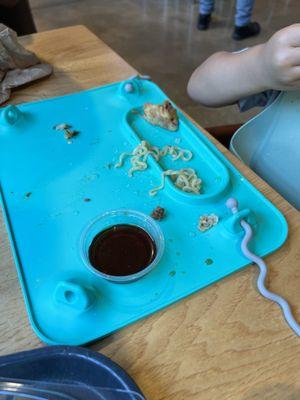 My 2 year old loved the noodles and the dumpling dipping sauce