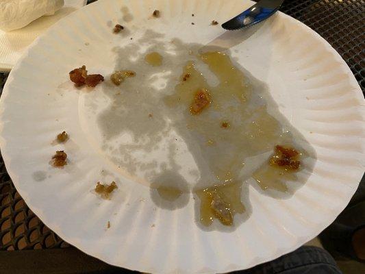 Grease-soaked flimsy paper plate