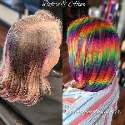 Holographic rainbow hair!