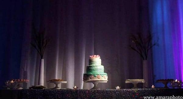 The cake cutting ritual is one of the most photographed portions of your wedding, so proper lighting is important.