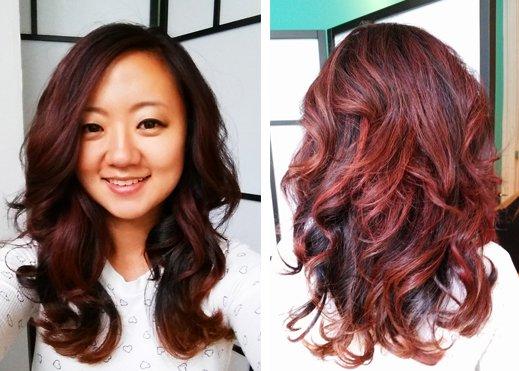 Great cut and color (burgundy) by Denise!