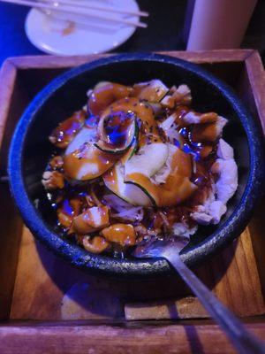 Hot stone bowl with chicken teriyaki