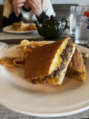 Lyndhurst short rib panini - perfect amount of crunch. Homemade chips were nice and light. Favorite meal