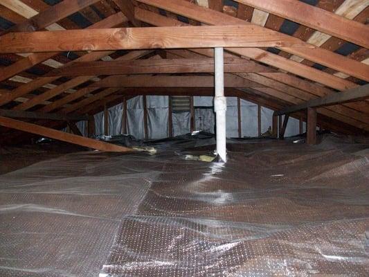 Radiant Barrier installed over the existing insulation in the attic.