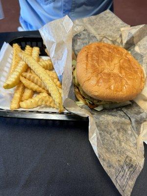 Hamburger and fries