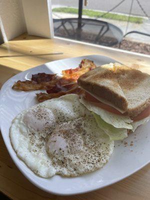 Eggs and bacon Swiss cheese sandwich!