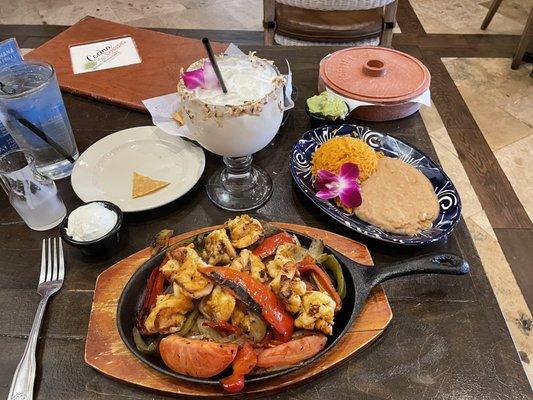 My lunch with Shrimp Fajitas and Coconut Margarita