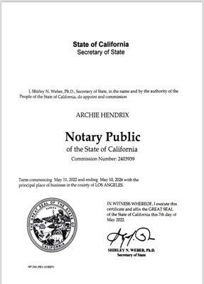 Notary Certificate