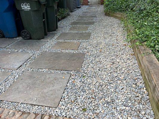 Stepper walkway/ river stone border