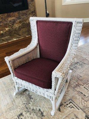 92 year old antique child's wicker rocking chair.