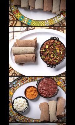 Gluten free injera  Kitfo well done  MR kitfo