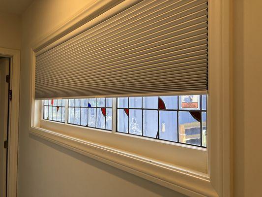 Love our new honeycomb shade! It faces south, so it will help our hallway stay cool.