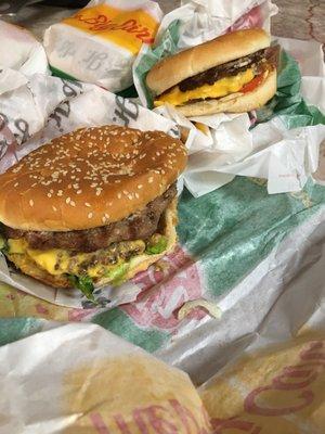 Big Carl is the one with sesame seeds buns is bigger then the California Classic Double Cheeseburger