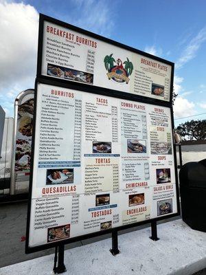 Drive thru menu