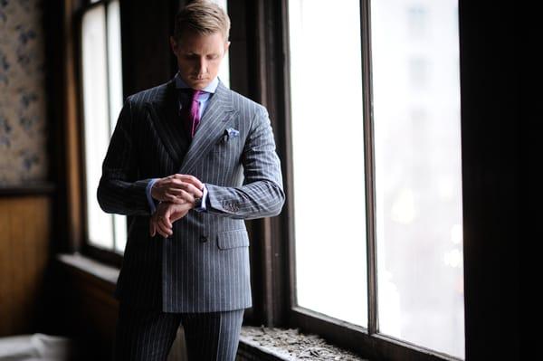 Classic Grey Flannel Pinstripe Suit