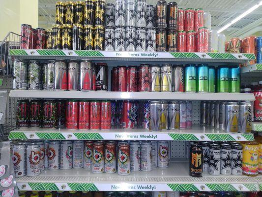 Great selection of energy drinks.