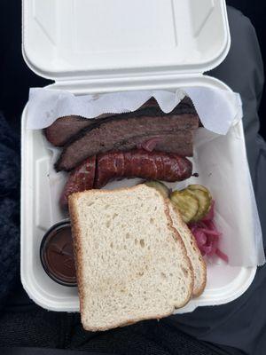 Beef brisket and house sausage