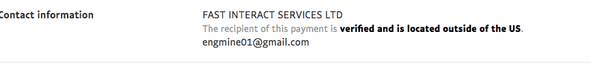 Email address info for paypal