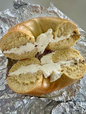 Egg bagel with "a little" plain cream cheese