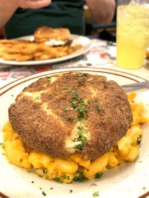 Crab cake Mac n cheese special.  HUGE delicious crab cake.