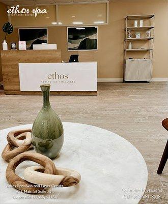 Ethos Aesthetics + Wellness waiting room in Somerville, NJ