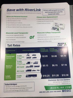 New toll rates.