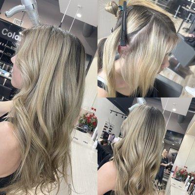 Gorgeous before and after beach blonde highlights