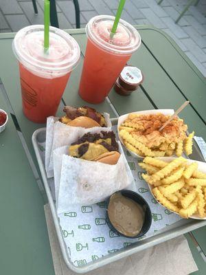 Burgers, fries and sunset lemonades.