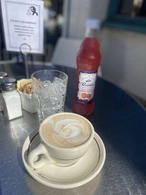 Cappuccino and a blood orange sanguine. Yum.