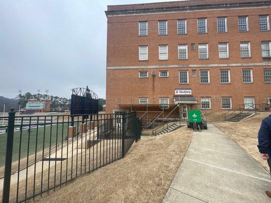 Entrance to Medhelp on Samford's campus. Located by the football field.