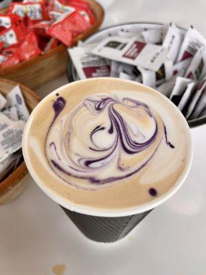 My cute ube 16 oz latte, custom personalized swirls I made :)